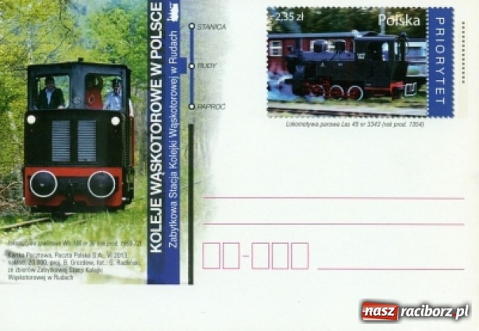 Zdjęcie w galerii na portalu naszraciborz.pl: Lokomotywy z Rud na okazjonalnej pocztówce wiadomości z regionu