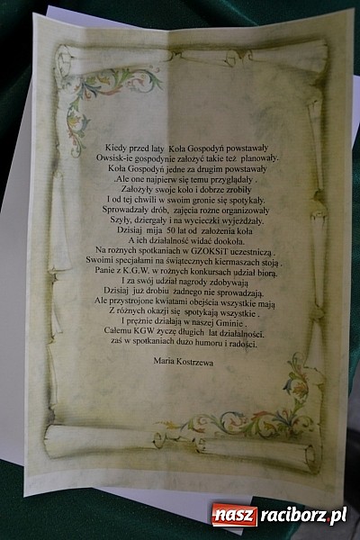 Zdjęcie w galerii na portalu naszraciborz.pl: 50. urodziny Koła Gospodyń Wiejskich z Owsiszcz wiadomości z regionu