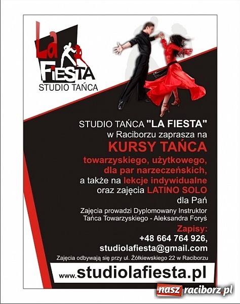 Zdjęcie w galerii na portalu naszraciborz.pl: Poczuj się pewnie na parkiecie dzięki lekcjom tańca w Studio Tańca La Fiesta wiadomości z regionu