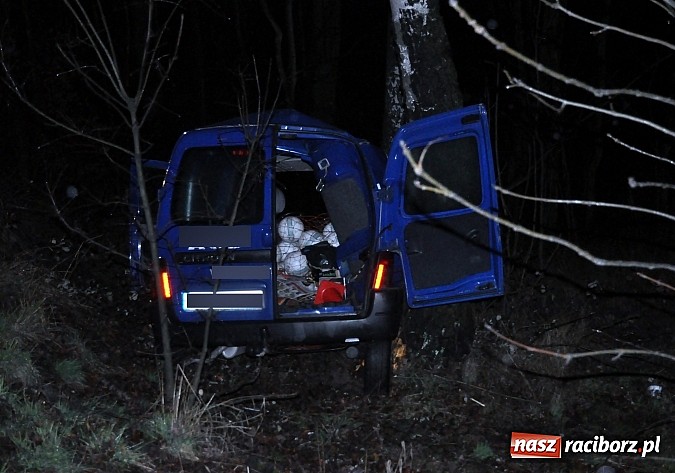 Zdjęcie w galerii na portalu naszraciborz.pl: Kierowca dostawczego citroena uderzył w drzewo na drodze Racibórz-Kornowac wiadomości z regionu
