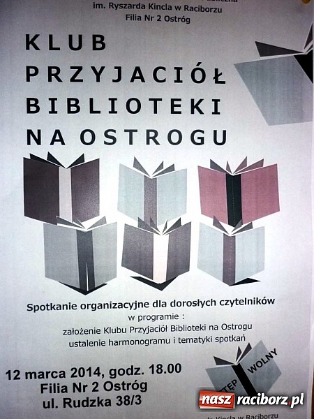Zdjęcie w galerii na portalu naszraciborz.pl: Na Ostrogu powstał Klub Przyjaciół Biblioteki wiadomości z regionu