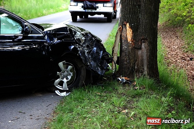 Zdjęcie w galerii na portalu naszraciborz.pl: Audi uderzyło w drzewo. Dwie osoby w szpitalu wiadomości z regionu