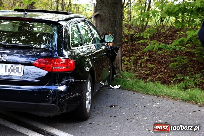 Zdjęcie w galerii na portalu naszraciborz.pl: Audi uderzyło w drzewo. Dwie osoby w szpitalu wiadomości z regionu