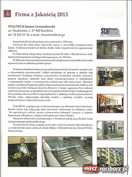 Zdjęcie w galerii na portalu naszraciborz.pl: Raciborski Staltech wyr&oacute;żniony na gali w Katowicach wiadomości z regionu