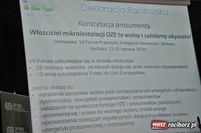 Zdjęcie w galerii na portalu naszraciborz.pl: VII Forum Przemysłu Energetyki Słonecznej i Biomasy  wiadomości z regionu
