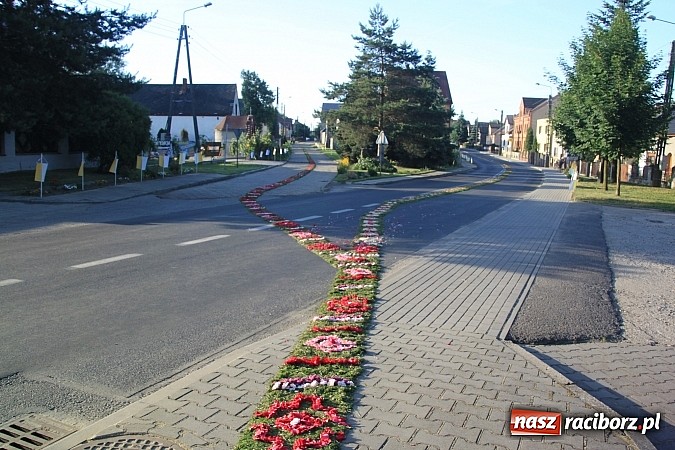 Zdjęcie w galerii na portalu naszraciborz.pl: W Wojnowicach powstały piękne dywany z kwiat&oacute;w wiadomości z regionu