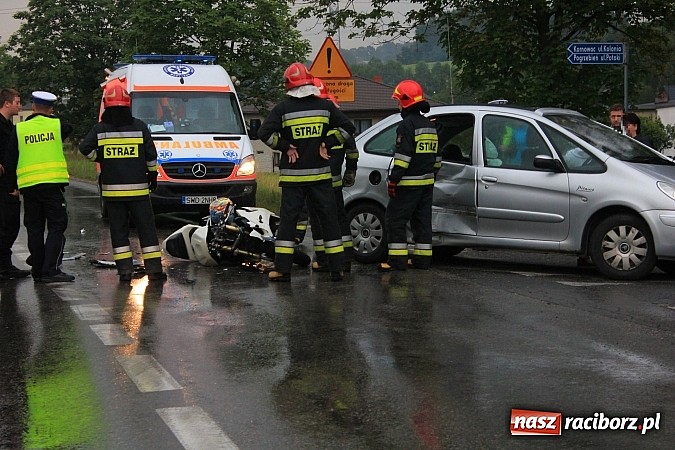 Zdjęcie w galerii na portalu naszraciborz.pl: Wypadek w Rzuchowie! Ranny motocyklista wiadomości z regionu