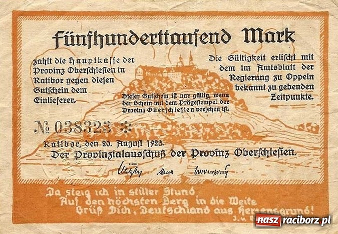 Zdjęcie w galerii na portalu naszraciborz.pl: W latach szalejącej inflacji w Raciborzu emitowano miliardy marek! wiadomości z regionu