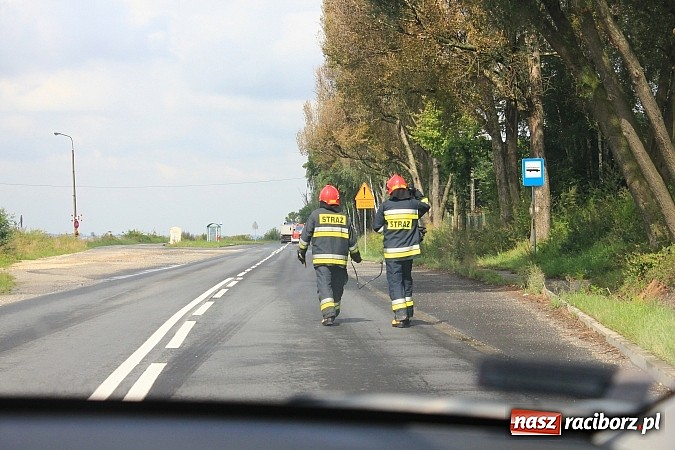 Zdjęcie w galerii na portalu naszraciborz.pl: Trzy zastępy strażaków usuwały plamę na Brzeskiej wiadomości z regionu