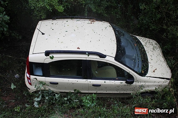 Zdjęcie w galerii na portalu naszraciborz.pl: Fiat wypadł z drogi na Brzeskiej! wiadomości z regionu