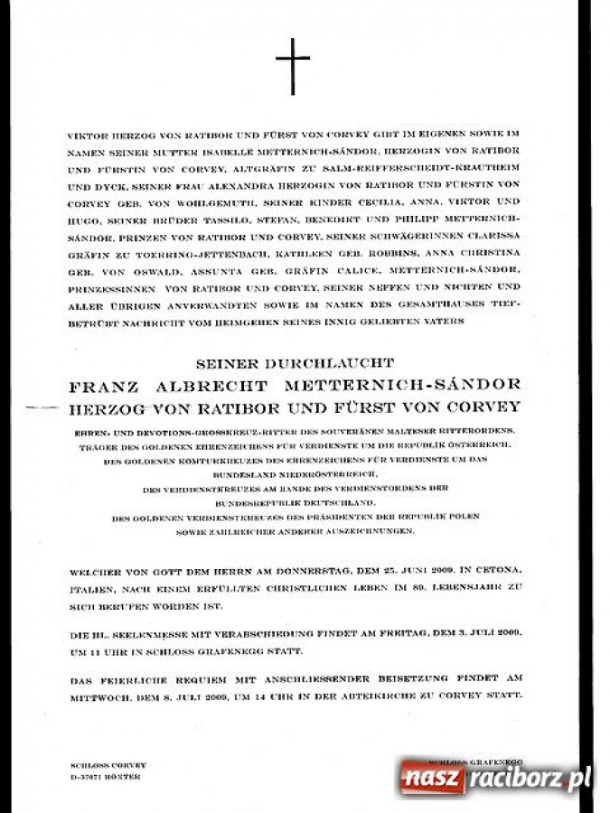 Zdjęcie w galerii na portalu naszraciborz.pl: Delegacja z Raciborza pożegna księcia wiadomości z regionu