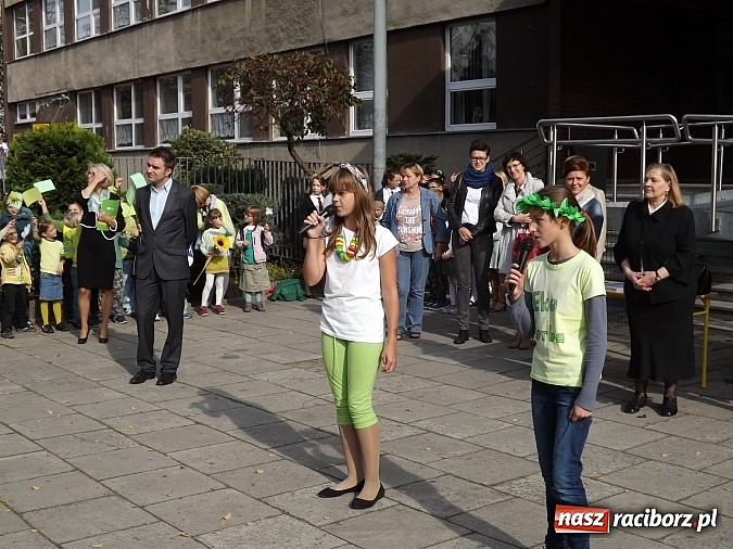 Zdjęcie w galerii na portalu naszraciborz.pl: Zielona flaga powiewa już nad SP 1 w Raciborzu wiadomości z regionu