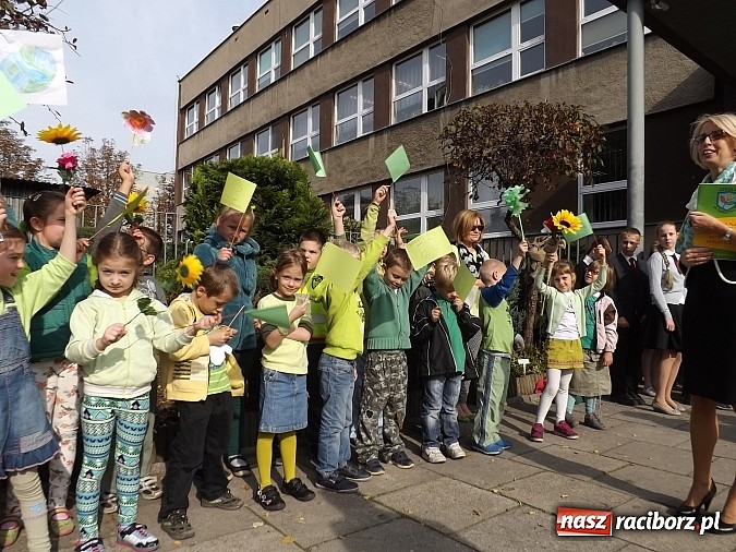 Zdjęcie w galerii na portalu naszraciborz.pl: Zielona flaga powiewa już nad SP 1 w Raciborzu wiadomości z regionu