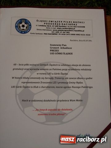 Zdjęcie w galerii na portalu naszraciborz.pl: Mecze dla kibiców, odznaki dla zasłużonych wiadomości z regionu