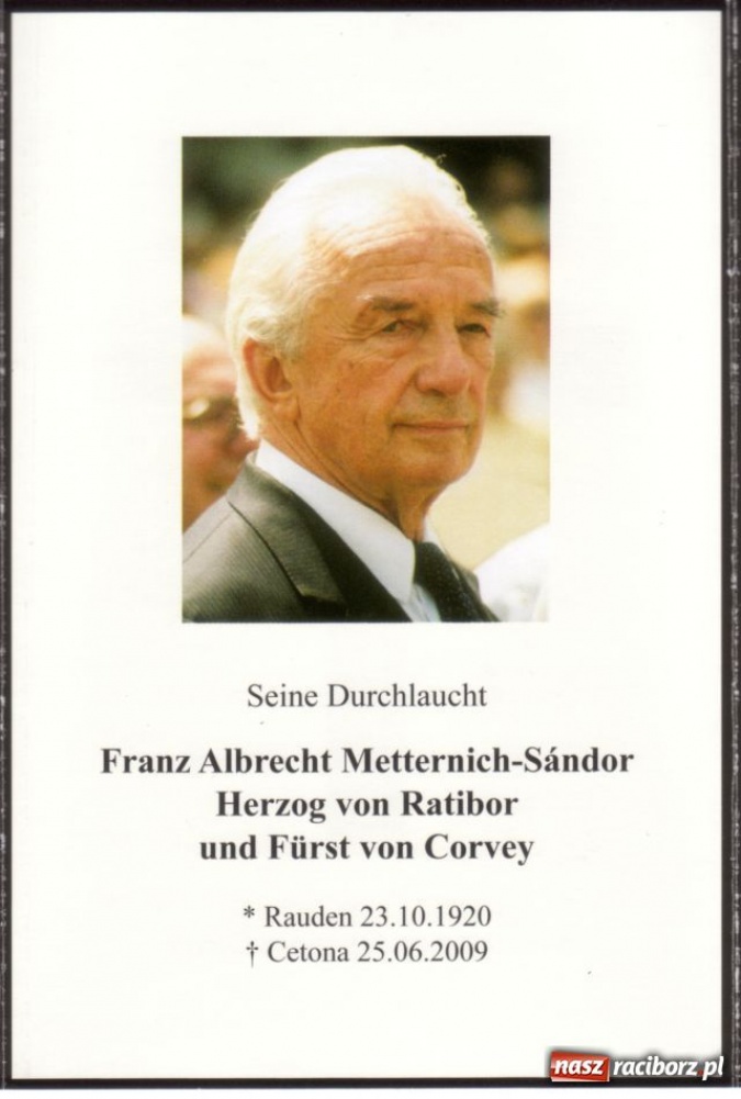 Zdjęcie w galerii na portalu naszraciborz.pl: Pożegnanie księcia Franza Albrechta wiadomości z regionu