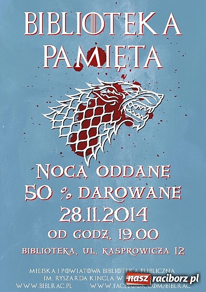 Zdjęcie w galerii na portalu naszraciborz.pl: Noc jest ciemna i pełna strach&oacute;w, a biblioteka czuwa wiadomości z regionu