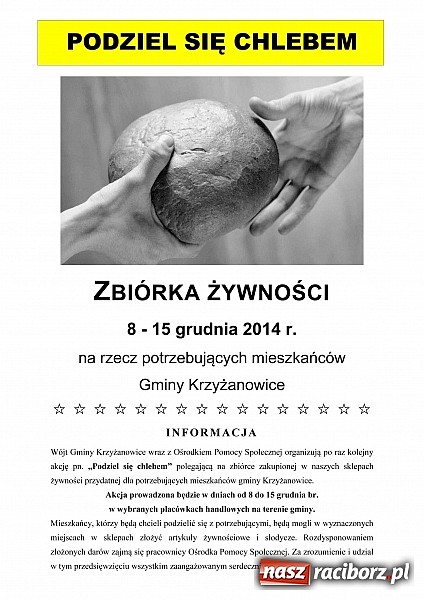 Zdjęcie w galerii na portalu naszraciborz.pl: Podziel się chlebem - zbiórka żywności w dniach 8-15 grudnia  wiadomości z regionu