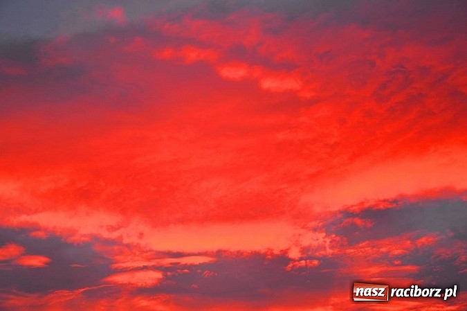 Zdjęcie w galerii na portalu naszraciborz.pl: Czerwone niebo nad Raciborzem - niecodzienny widok wiadomości z regionu