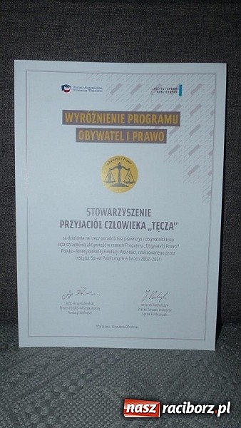 Zdjęcie w galerii na portalu naszraciborz.pl: Raciborska TĘCZA wyr&oacute;żniona na gali w Warszawie wiadomości z regionu