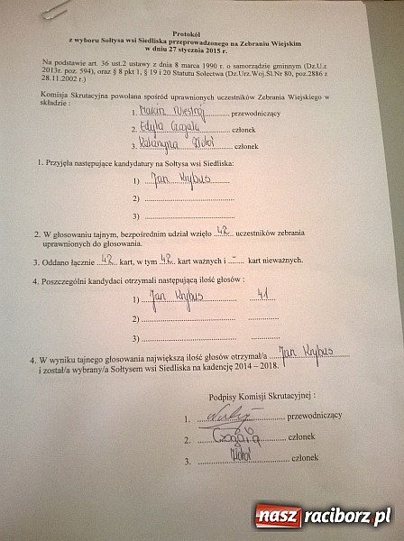 Zdjęcie w galerii na portalu naszraciborz.pl: W Siedliskach wybrano nowy samorząd wsi wiadomości z regionu