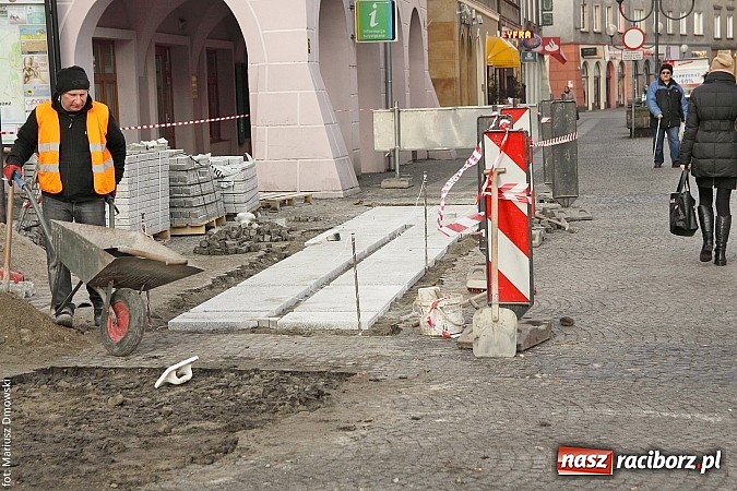 Zdjęcie w galerii na portalu naszraciborz.pl: Rynek przyjazny dla wysokich obcasów. Powstaje chodnik dla pań wiadomości z regionu