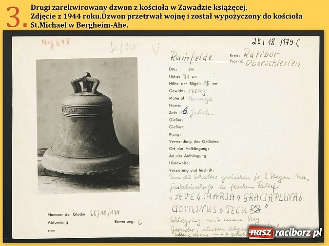 Zdjęcie w galerii na portalu naszraciborz.pl: Stare dzwony z Zawady Książęcej wywiezione do przetopienia. Po ponad 70 latach jeden się odnalazł wiadomości z regionu