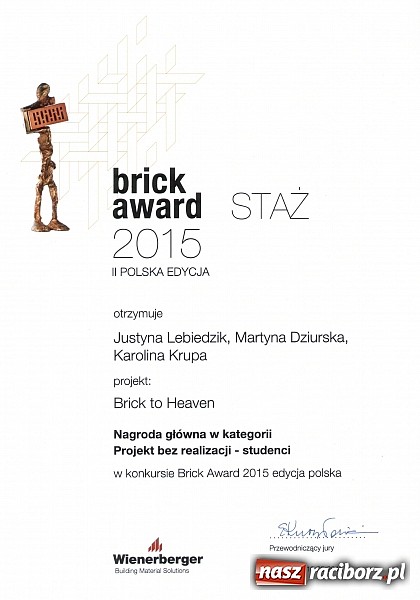 Zdjęcie w galerii na portalu naszraciborz.pl: Studentki architektury i urbanistyki PWSZ w Raciborzu wygrały prestiżowy Brick Award 2015 wiadomości z regionu
