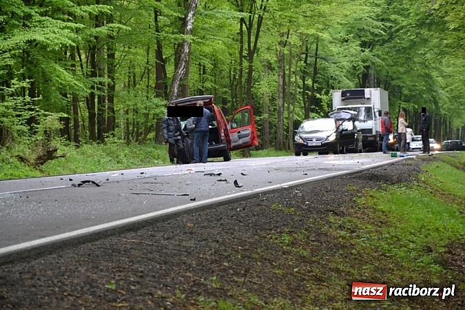 Zdjęcie w galerii na portalu naszraciborz.pl: Czołowe zderzenie busa z BMW! DW919 na odcinku Jankowice-Rudy zablokowana!  wiadomości z regionu