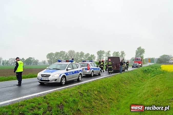Zdjęcie w galerii na portalu naszraciborz.pl: Czołowe zderzenie hondy i dostawczego mercedesa na DK 45 pomiędzy Bieńkowicami a Tworkowem wiadomości z regionu