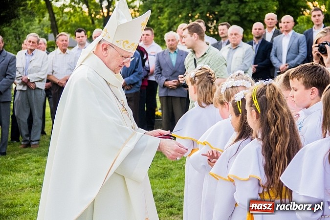 Zdjęcie w galerii na portalu naszraciborz.pl: W Sławikowie biskup poświęcił pomnik ku pamięci ofiar sprzed 125 lat wiadomości z regionu
