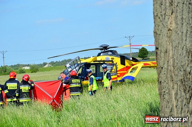 Zdjęcie w galerii na portalu naszraciborz.pl: Wypadek na drodze Ciechowice-Turze. Ciężko ranną kobietę zabrało lotnicze pogotowie ratunkowe wiadomości z regionu