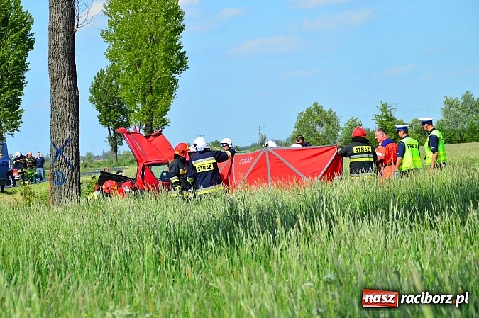 Zdjęcie w galerii na portalu naszraciborz.pl: Wypadek na drodze Ciechowice-Turze. Ciężko ranną kobietę zabrało lotnicze pogotowie ratunkowe wiadomości z regionu