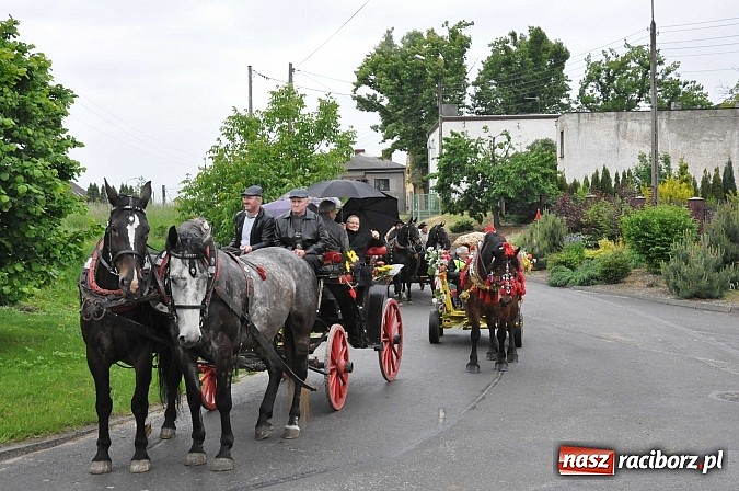 Zdjęcie w galerii na portalu naszraciborz.pl: W Brzeziu jak tradycja każe mimo deszczu poszli w procesji ze św. Urbanem wiadomości z regionu