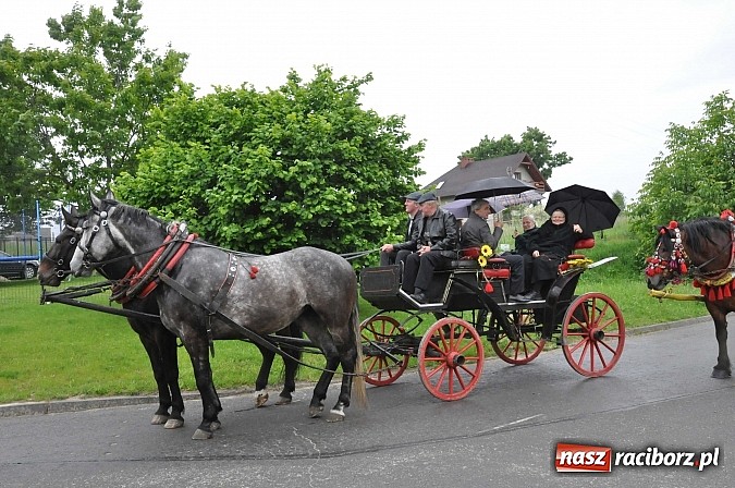 Zdjęcie w galerii na portalu naszraciborz.pl: W Brzeziu jak tradycja każe mimo deszczu poszli w procesji ze św. Urbanem wiadomości z regionu