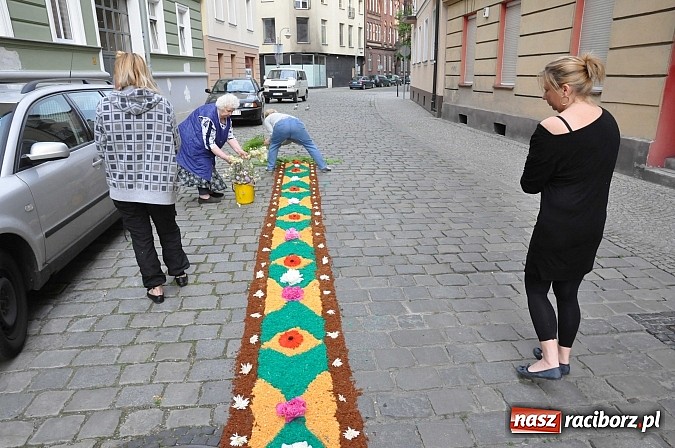 Zdjęcie w galerii na portalu naszraciborz.pl: Skoro świt ruszyli do pracy. Zobacz jak powstają raciborskie kwietne dywany na Boże Ciało wiadomości z regionu