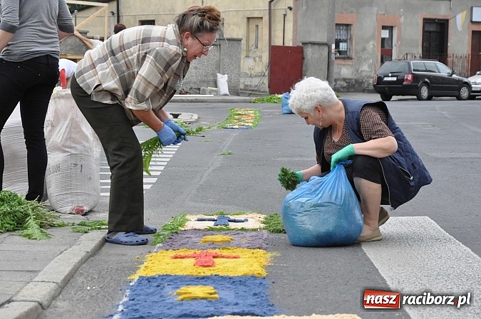 Zdjęcie w galerii na portalu naszraciborz.pl: Skoro świt ruszyli do pracy. Zobacz jak powstają raciborskie kwietne dywany na Boże Ciało wiadomości z regionu