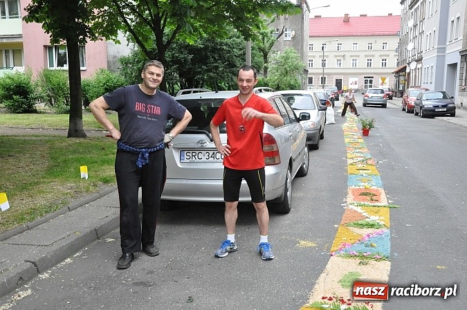 Zdjęcie w galerii na portalu naszraciborz.pl: Skoro świt ruszyli do pracy. Zobacz jak powstają raciborskie kwietne dywany na Boże Ciało wiadomości z regionu