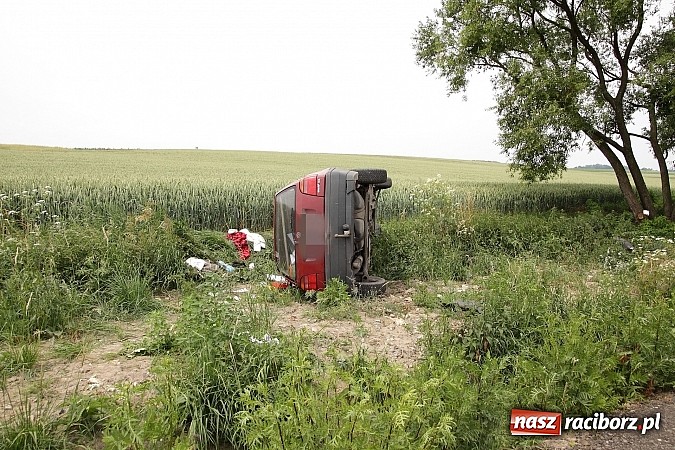 Zdjęcie w galerii na portalu naszraciborz.pl: Dachowanie golfa na trasie Miedonia-Brzeźnica wiadomości z regionu