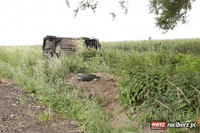 Zdjęcie w galerii na portalu naszraciborz.pl: Dachowanie golfa na trasie Miedonia-Brzeźnica wiadomości z regionu