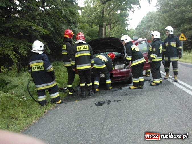 Zdjęcie w galerii na portalu naszraciborz.pl: Pożar forda na trasie Nędza-Kuźnia Raciborska wiadomości z regionu