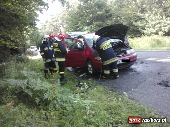 Zdjęcie w galerii na portalu naszraciborz.pl: Pożar forda na trasie Nędza-Kuźnia Raciborska wiadomości z regionu