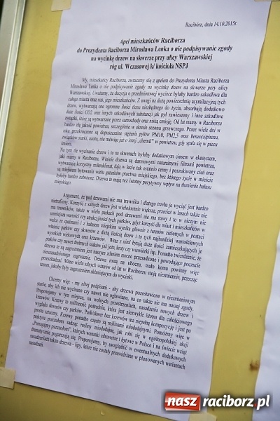 Zdjęcie w galerii na portalu naszraciborz.pl: NIE dla wycinki drzew przy Warszawskiej-Wczasowej wiadomości z regionu