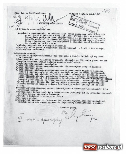 Zdjęcie w galerii na portalu naszraciborz.pl: Bitwa nad Olzą 23 maja 1921 roku cz.1 – III powstanie śląskie 1921 roku w Raciborzu i powiecie raciborskim na podstawie źródeł niemieckich – cz. IV  wiadomości z regionu