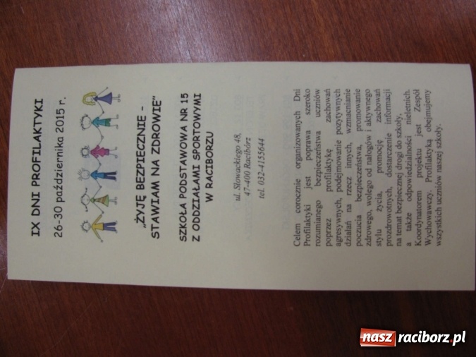 Zdjęcie w galerii na portalu naszraciborz.pl: IX Dni Profilaktyki w SP 15 wiadomości z regionu