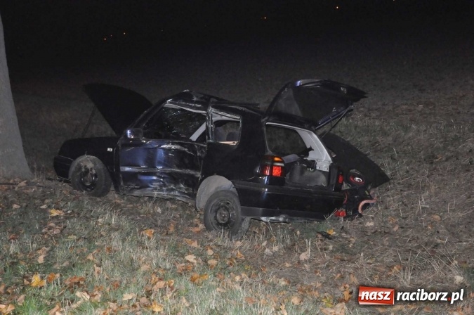 Zdjęcie w galerii na portalu naszraciborz.pl: Golf uderzył w drzewo na drodze do promu w Grzegorzowicach. Trzy osoby poważnie ranne wiadomości z regionu