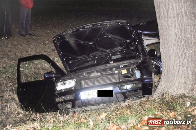 Zdjęcie w galerii na portalu naszraciborz.pl: Golf uderzył w drzewo na drodze do promu w Grzegorzowicach. Trzy osoby poważnie ranne wiadomości z regionu