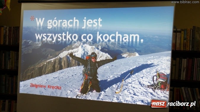 Zdjęcie w galerii na portalu naszraciborz.pl: W g&oacute;rach jest wszystko, co kocham - spotkanie ze Zbigniewem Kręciszem w bibliotece wiadomości z regionu