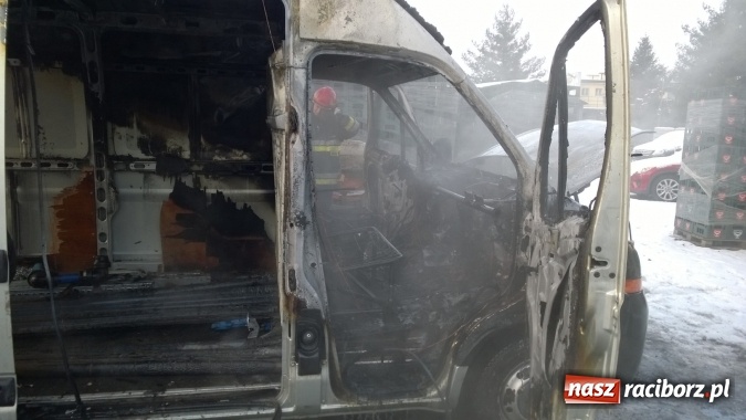 Zdjęcie w galerii na portalu naszraciborz.pl: Przy Zamkowej zapalił się dostawczy renault  wiadomości z regionu