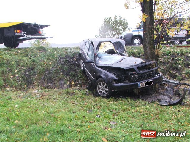 Zdjęcie w galerii na portalu naszraciborz.pl: Wypadek w Rzuchowie, audi w rowie wiadomości z regionu