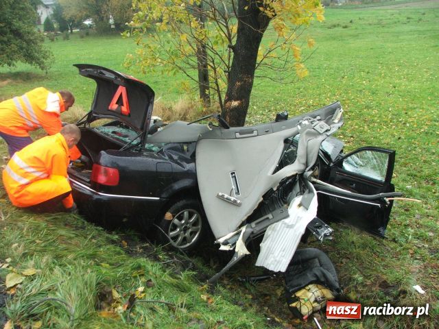 Zdjęcie w galerii na portalu naszraciborz.pl: Wypadek w Rzuchowie, audi w rowie wiadomości z regionu